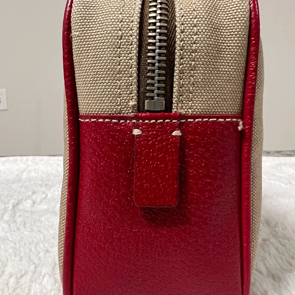 Authentic Prada Pouch in Red Leather and Canvas - Picture 4 of 10